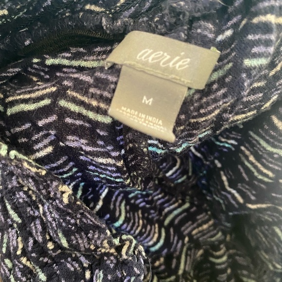 Aerie Wide Leg Pants Womens Medium Blue Striped Viscose Lightweight Stretchy - Picture 5 of 7